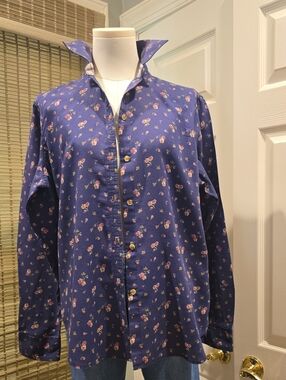 Chaps Blue Floral Lightweight Shirt Jacket